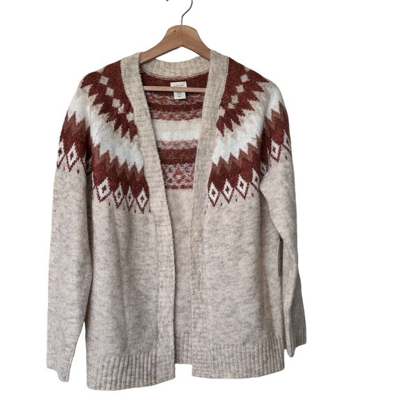 Aspen women's fair isle cardigan brown long sleeves size M - Picture 10 of 10